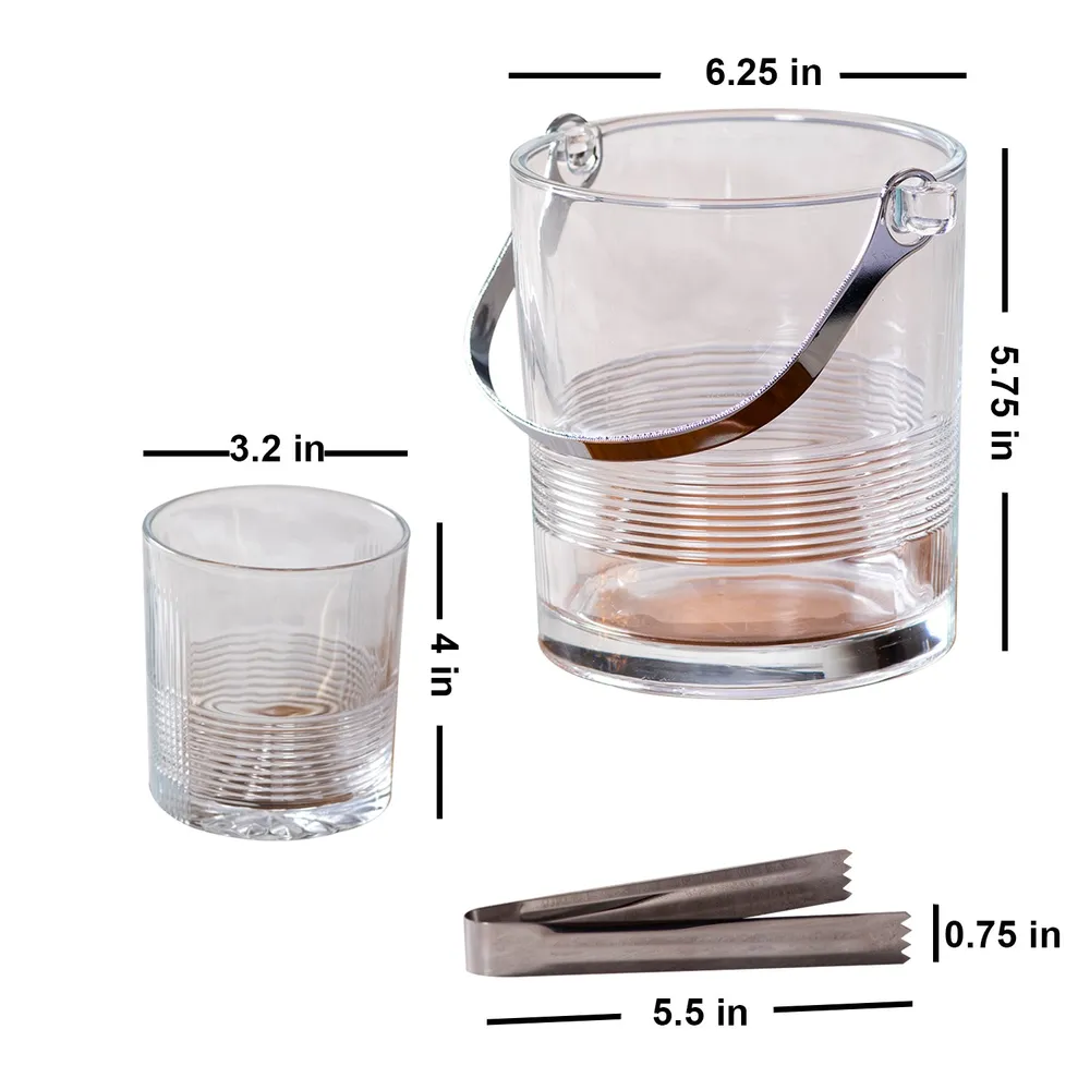 Classy Scotch Ice Bucket With Tong and Glasses Set Of 6