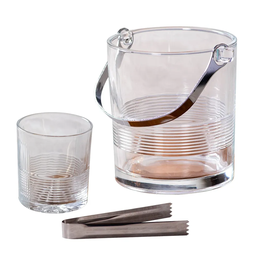 Classy Scotch Ice Bucket With Tong and Glasses Set Of 6