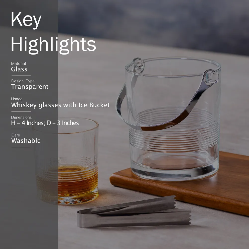 Classy Scotch Ice Bucket With Tong and Glasses Set Of 6