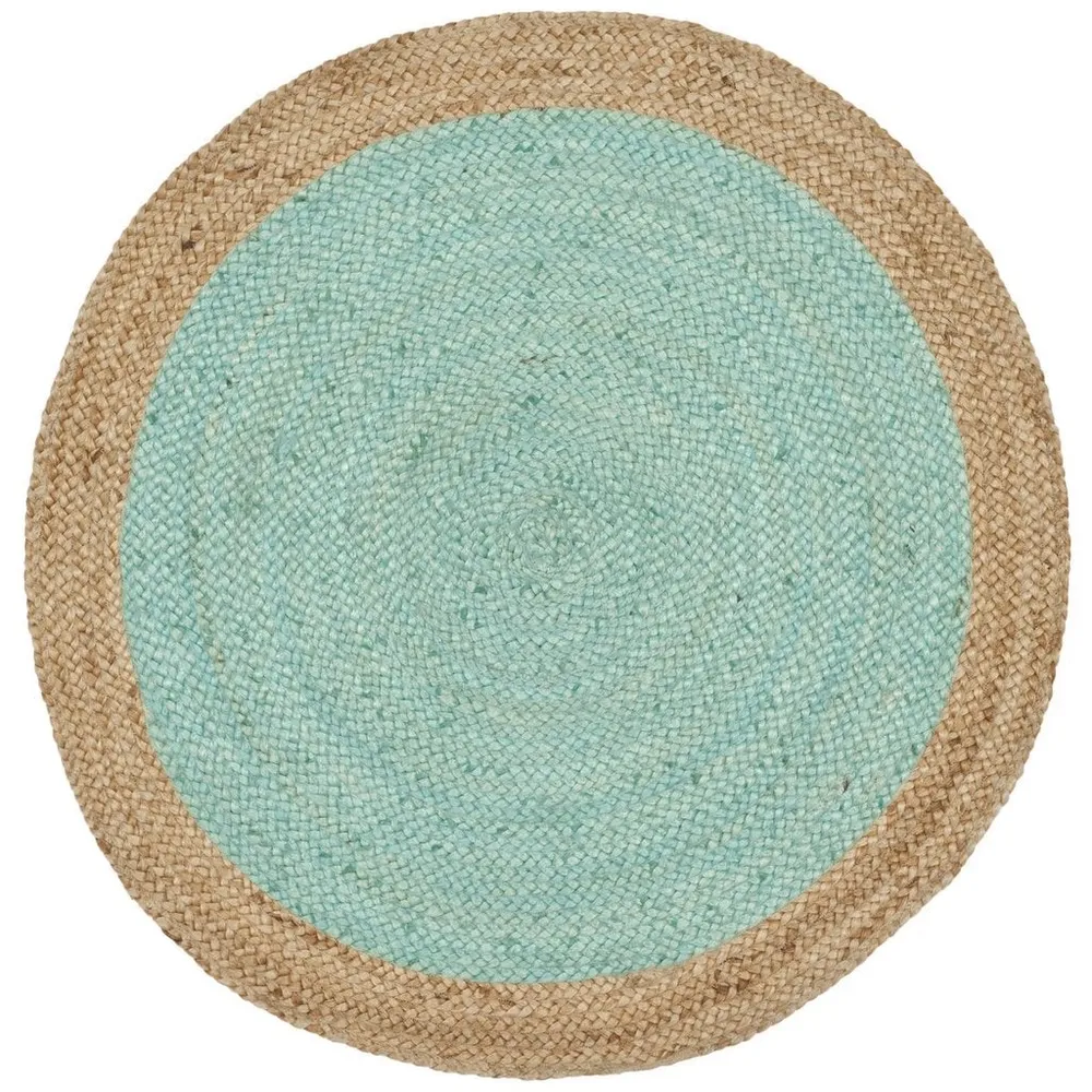 Classy Turquoise Round Jute Rug XS (2*2ft)