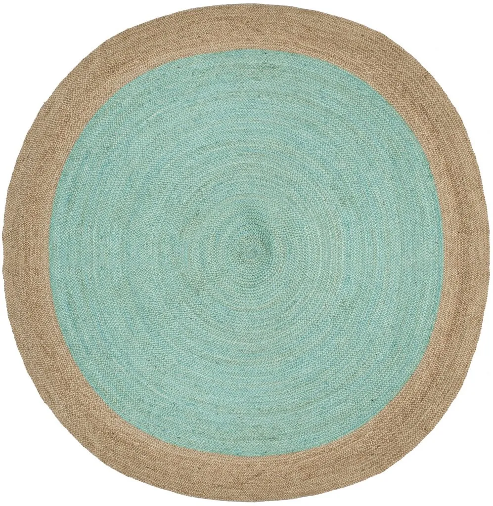 Classy Turquoise Round Jute Rug XS (2*2ft)