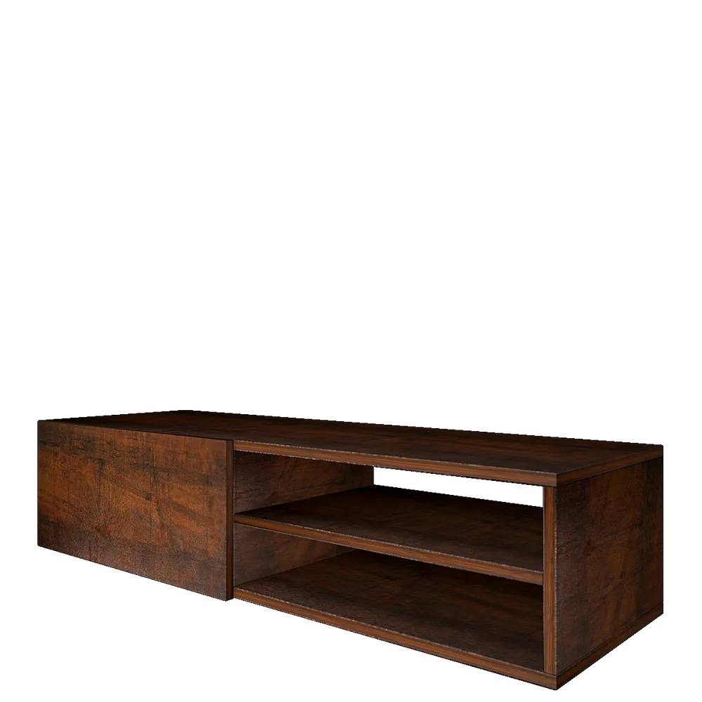 Classy Walnut Wooden Minimalist Tv Unit