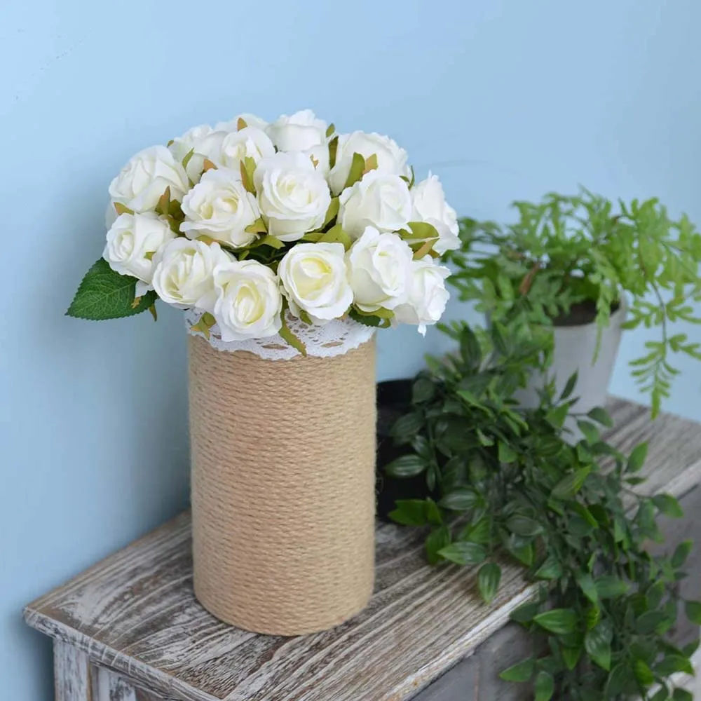 Classy White Rose Bunch Artificial Flower Bunch Set Of 12