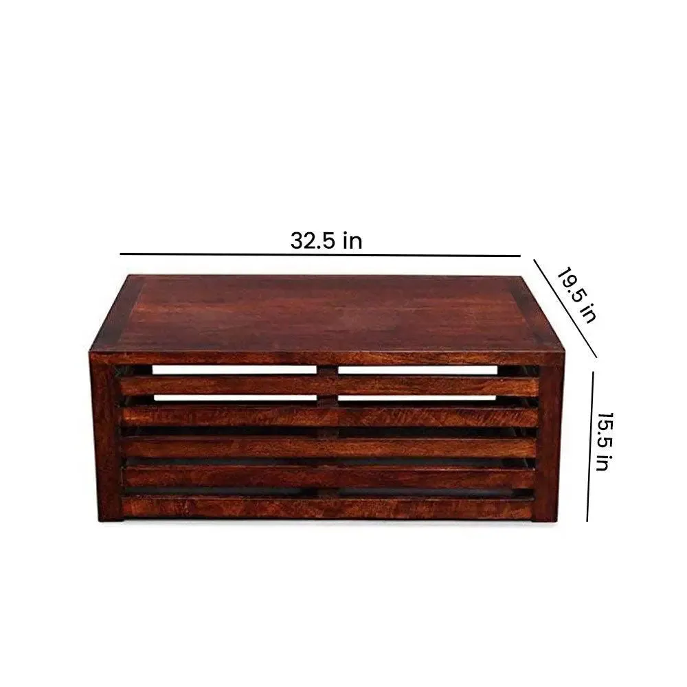 Classy Wood Pallette Striped Sheesham Wood Center Table