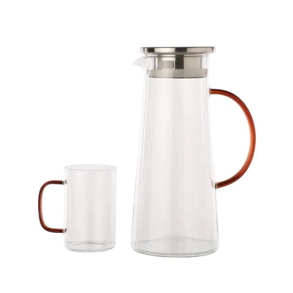 Clear Glass Premium Jug Set With Tray  Set Of 8