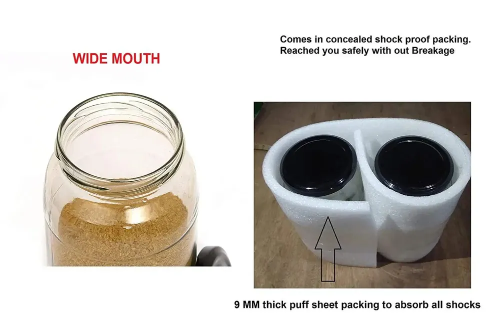 Clear Glass Round Airtight Kitchen Storage Container Set With Golden Lid Set Of 6 (200 ml)