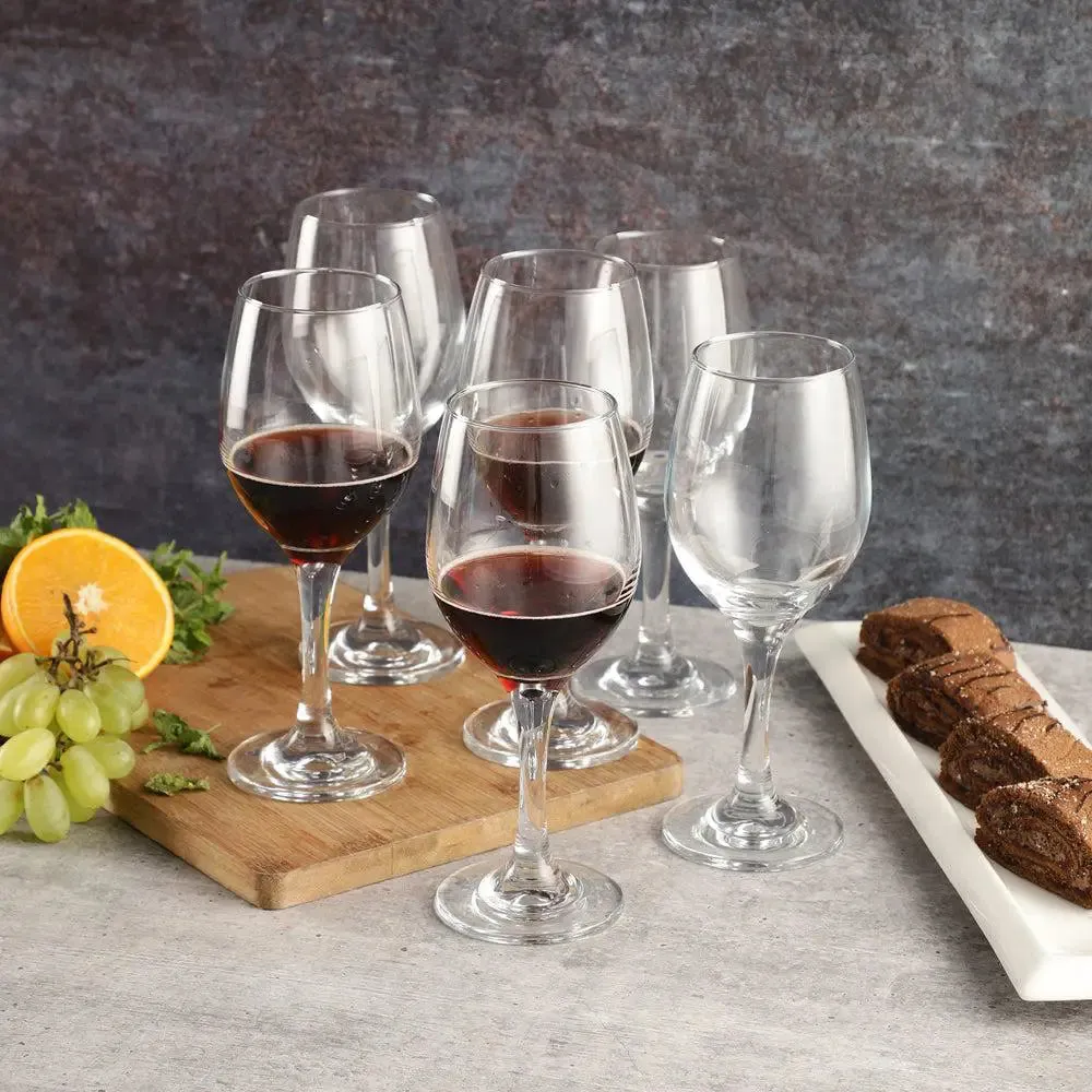 Clear Glass Standard Wine Glasses Set Of 6