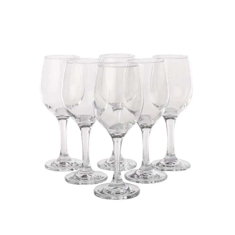 Clear Glass Standard Wine Glasses Set Of 6