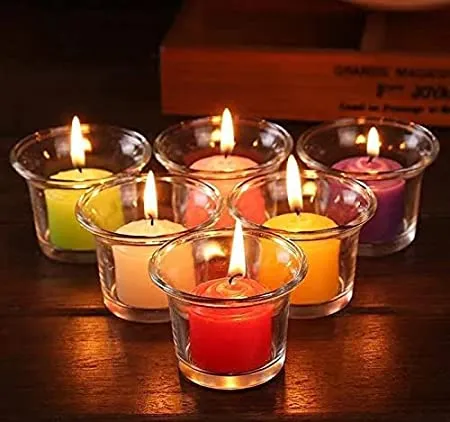 Clear Glass Votives Tea light Candle Holder Set Of 6