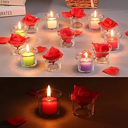 Clear Glass Votives Tea light Candle Holder Set Of 6