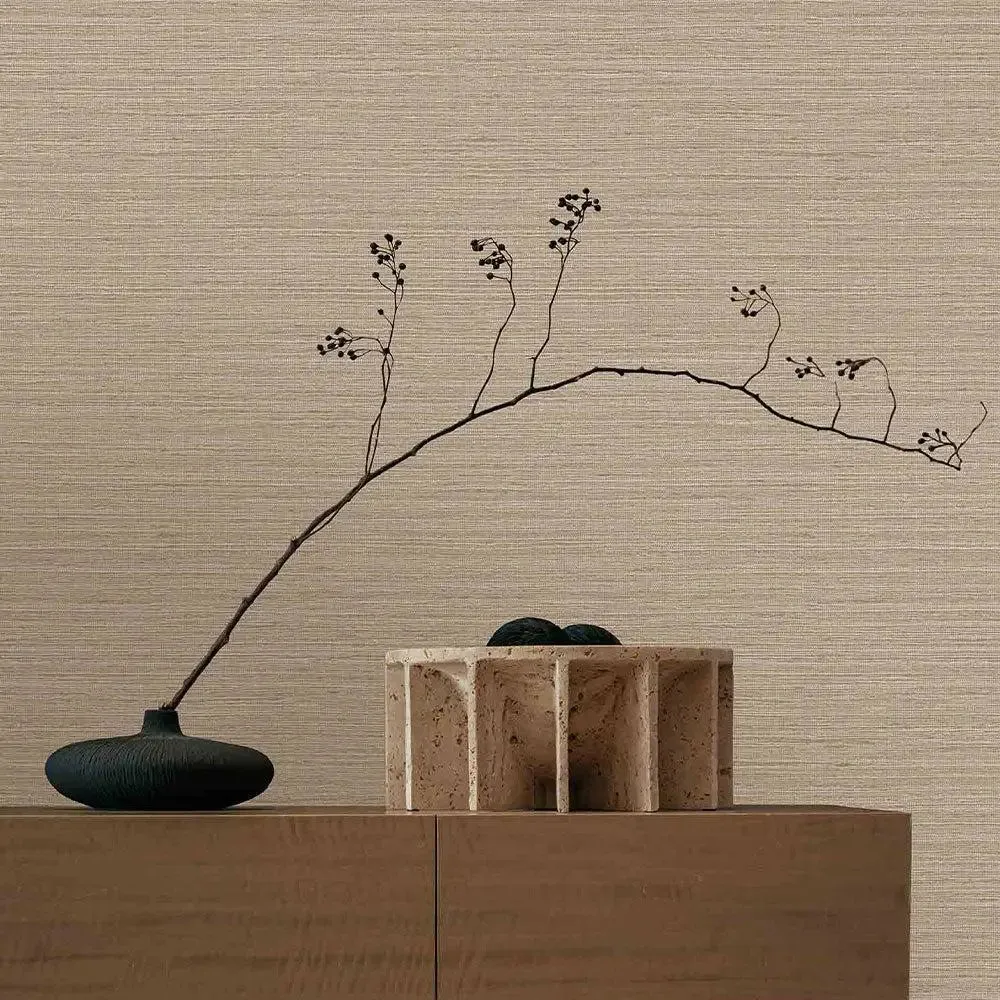 Clement Grasscloth Textured Premium Wallpaper- The Modernist Collection Dark Brown