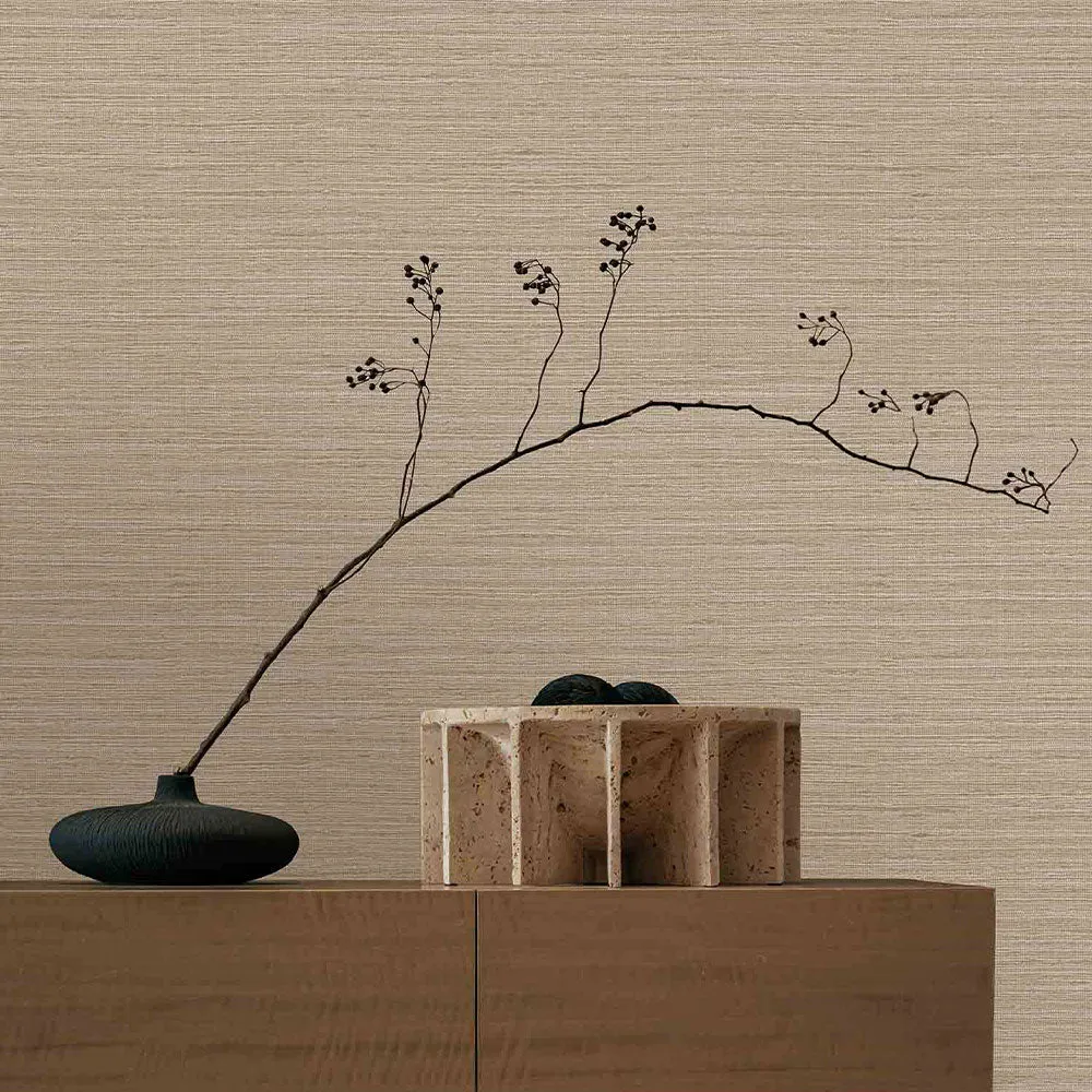 Clement Grasscloth Textured Premium Wallpaper- The Modernist Collection Dark Brown