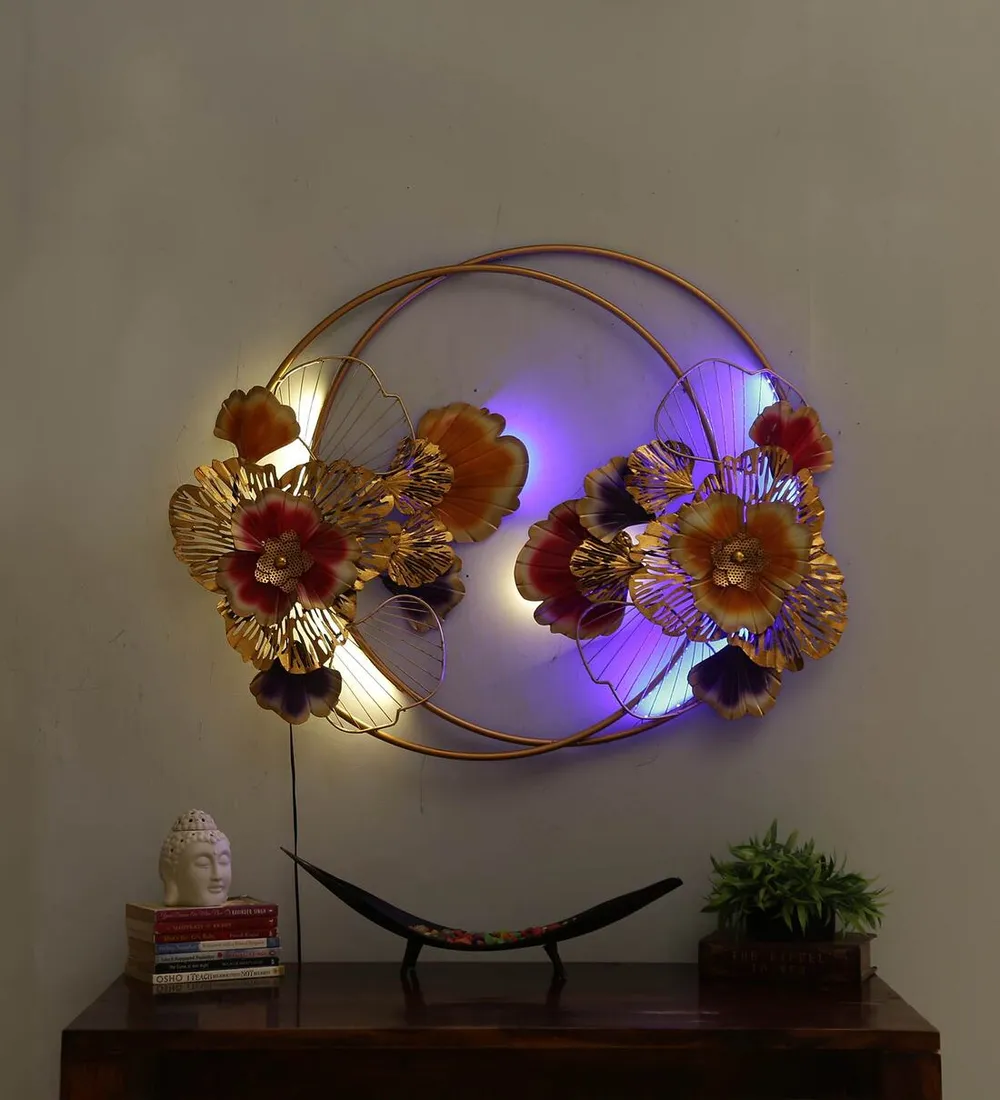 Climbers Around Circles LED Metal Wall Art