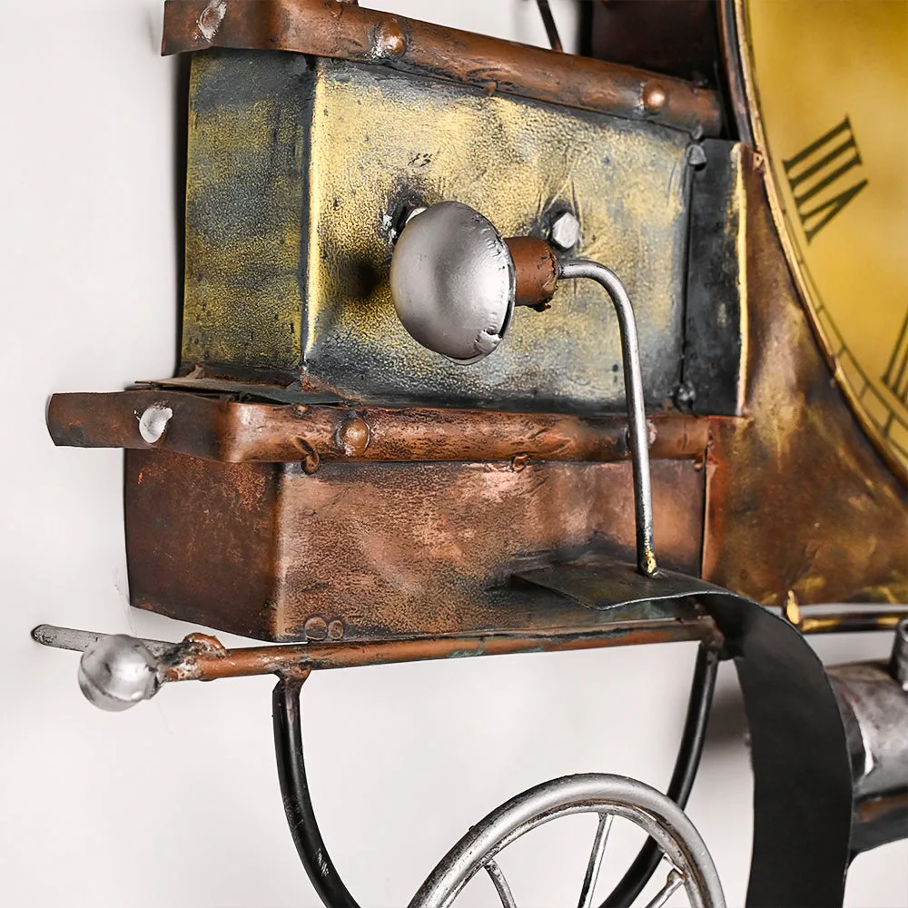 Clock On Vintage Carriage Metal Wall Art