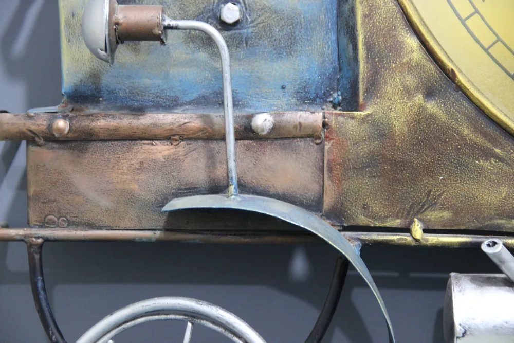 Clock On Vintage Carriage Metal Wall Art