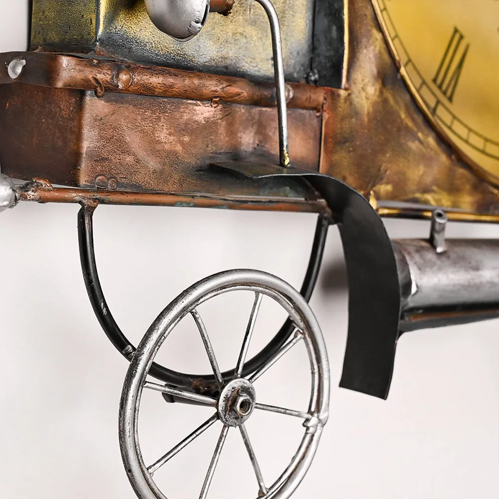 Clock On Vintage Carriage Metal Wall Art