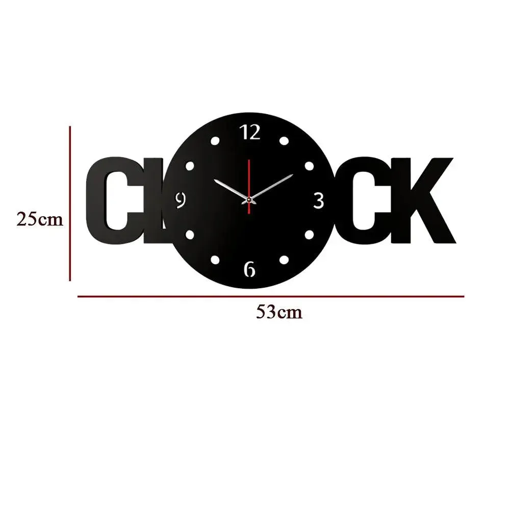 Clock Text Shape Wooden Wall Clock