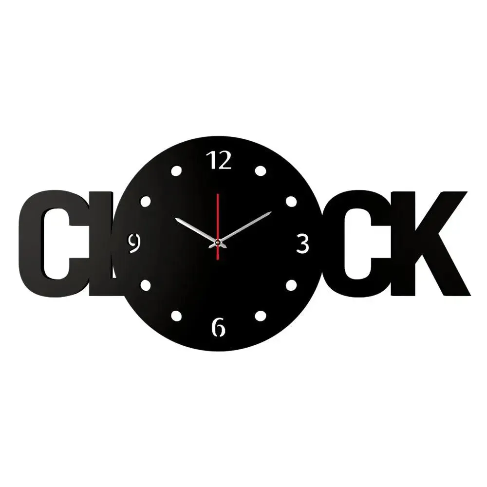 Clock Text Shape Wooden Wall Clock