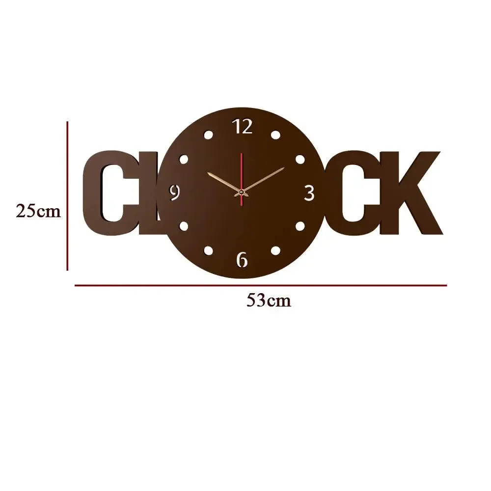 Clock Text Shape Wooden Wall Clock