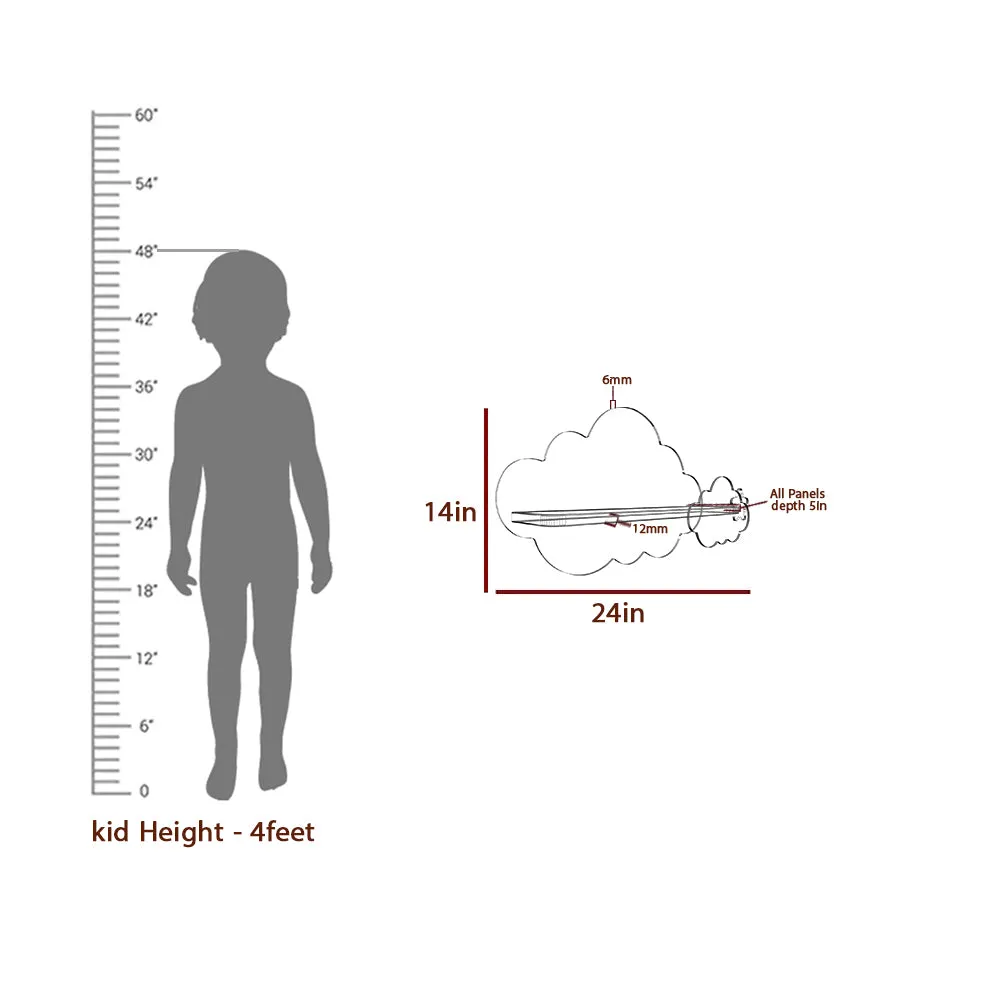 Cloud-Shaped Wooden Wall Shelf for Kids (Blue &amp; White)