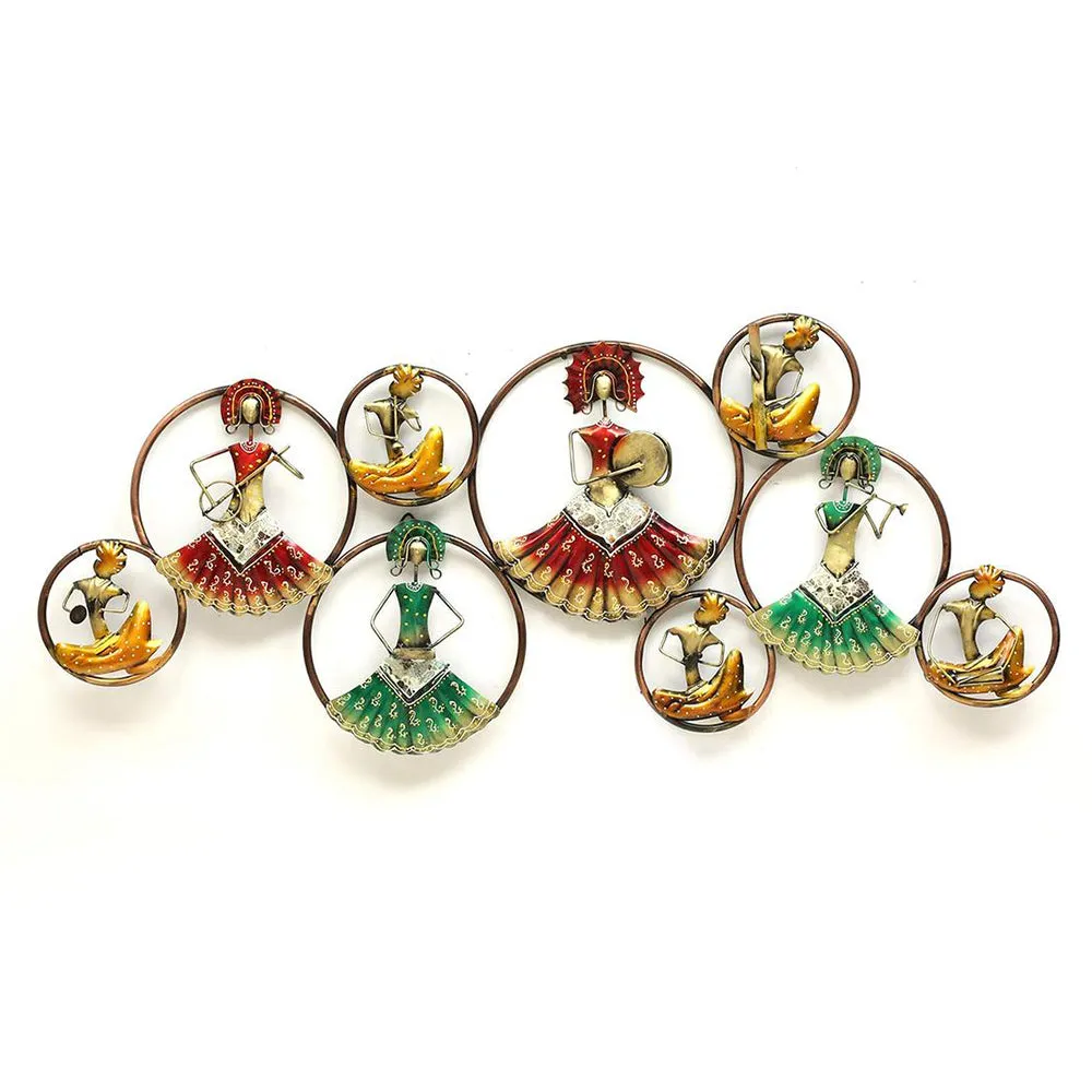 Clustered 9 Iron Rings with LED Lights for Wall Decor