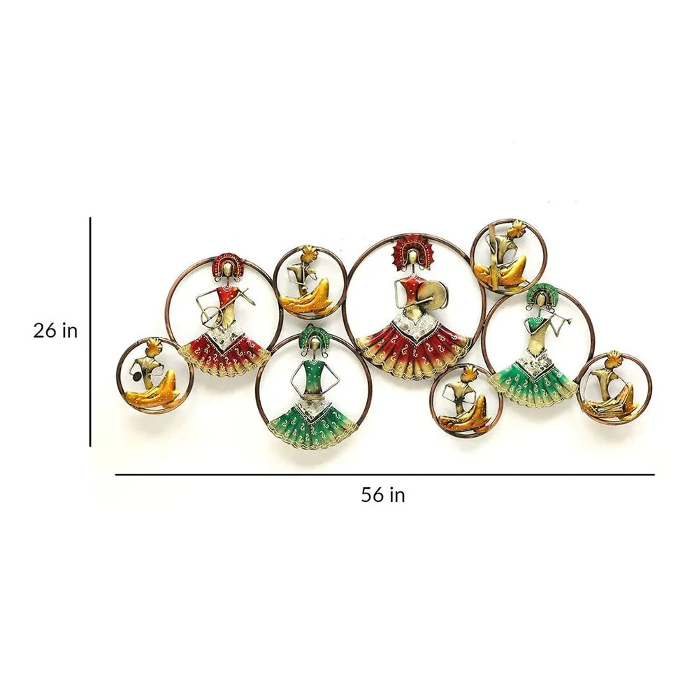 Clustered 9 Iron Rings with LED Lights for Wall Decor