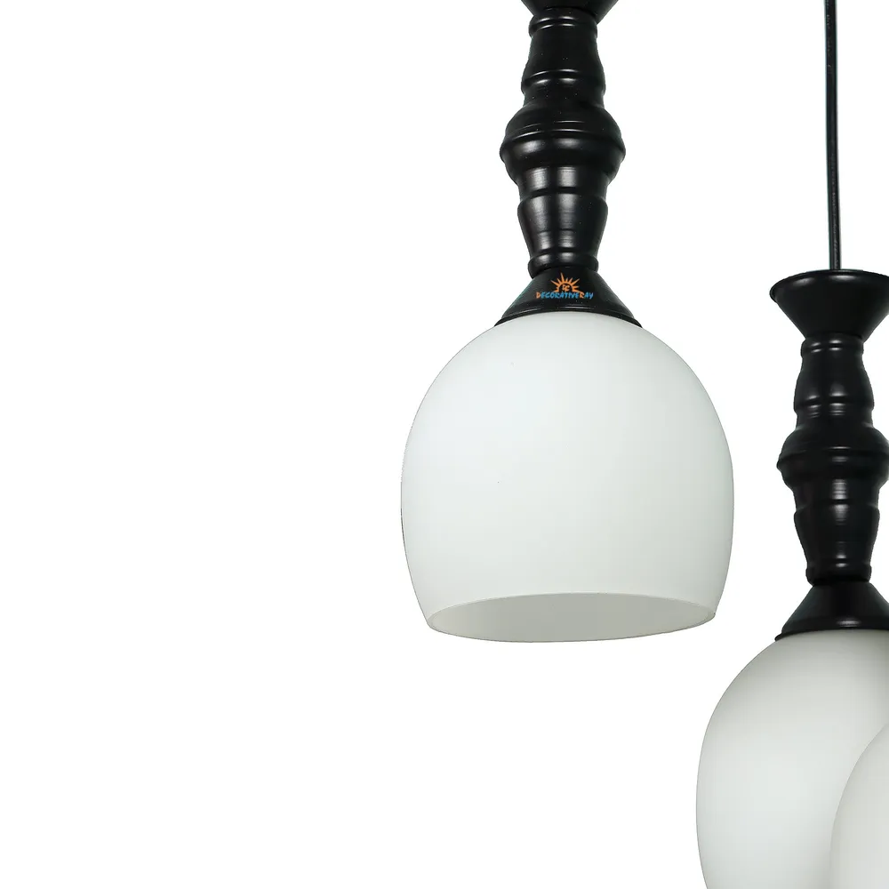 Clustered Black Metal Hanging Lights with Cutdoom Glass