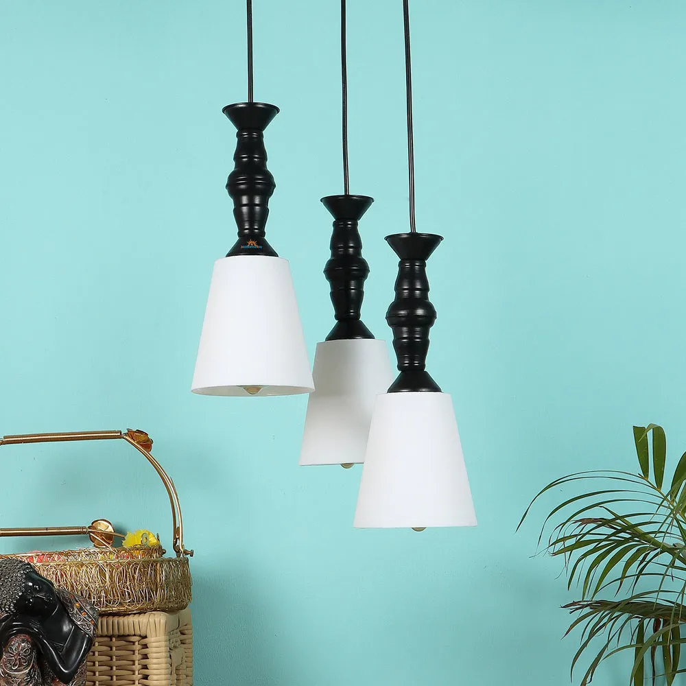 Clustered Black Metal Hanging Lights with Premium PVC Glass Shade Yellow