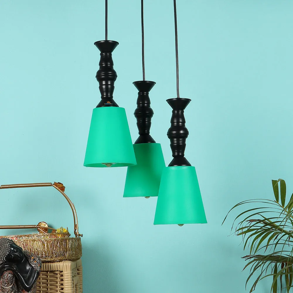 Clustered Black Metal Hanging Lights with Premium PVC Glass Shade Yellow