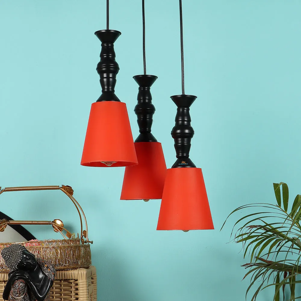 Clustered Black Metal Hanging Lights with Premium PVC Glass Shade Yellow
