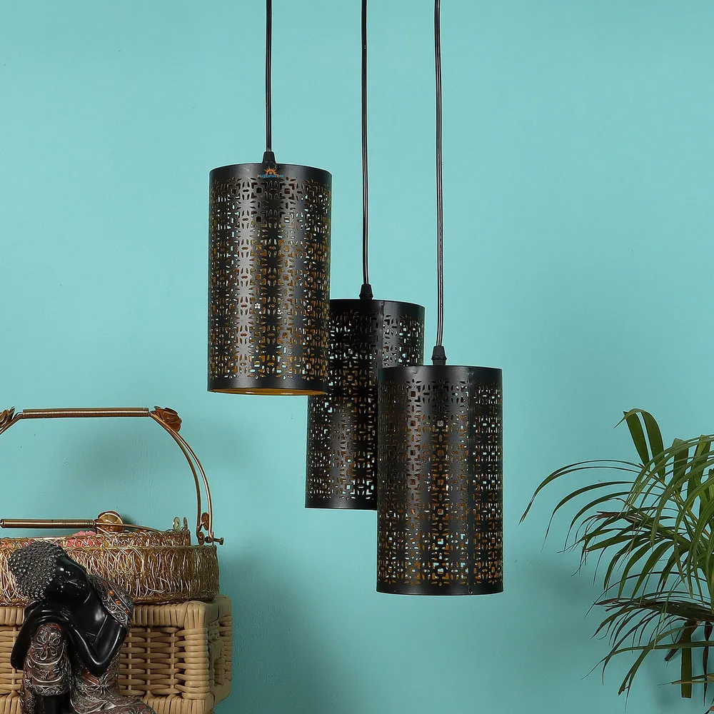 Clustered Black Metal Modern Hanging Lights