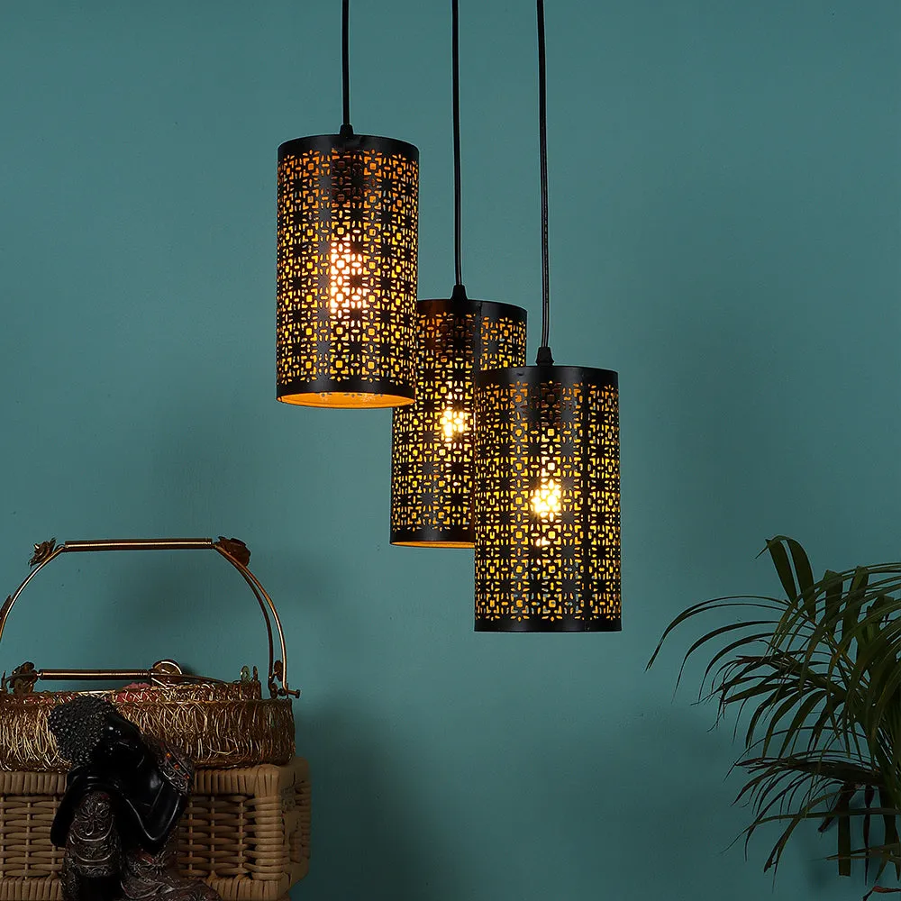 Clustered Black Metal Modern Hanging Lights