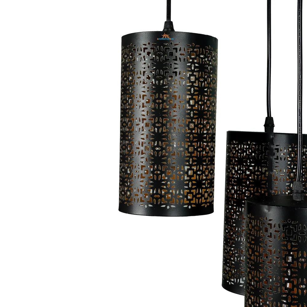 Clustered Black Metal Modern Hanging Lights