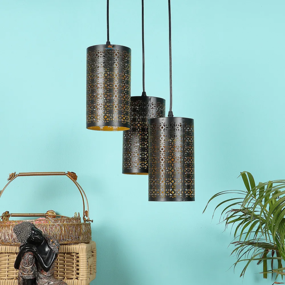 Clustered Black Metal Modern Hanging Lights