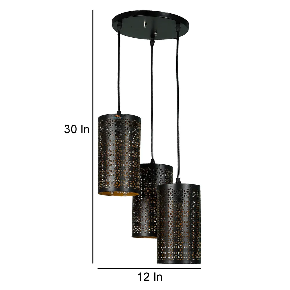 Clustered Black Metal Modern Hanging Lights