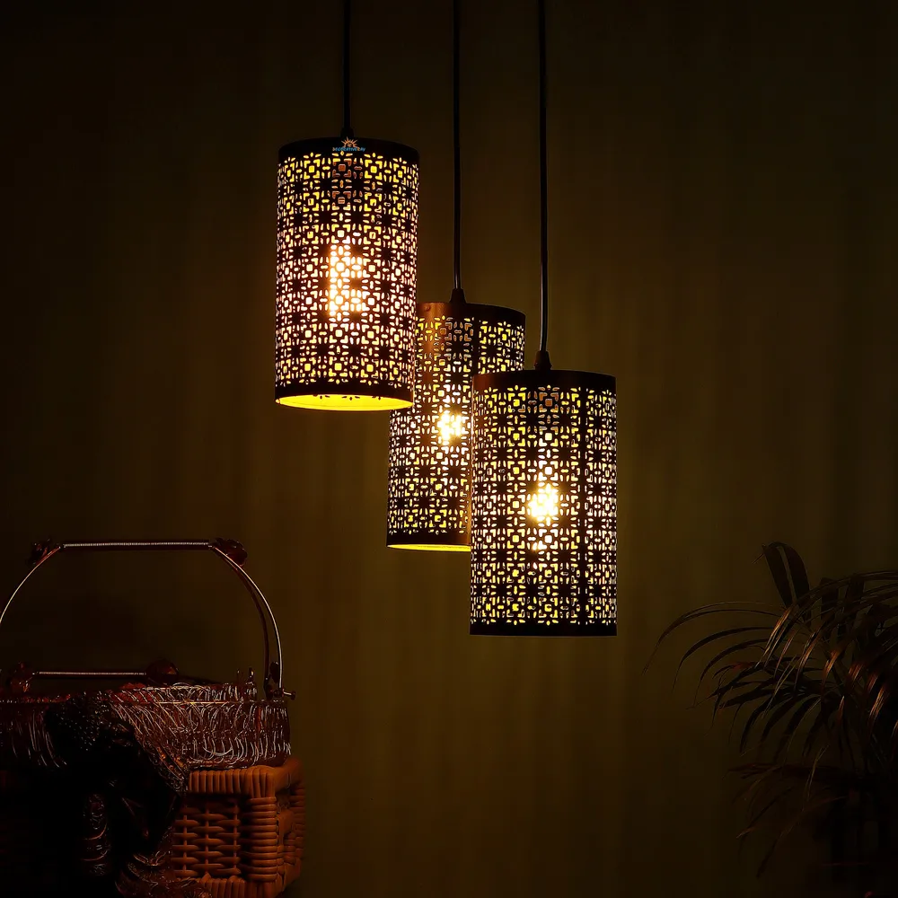 Clustered Black Metal Modern Hanging Lights