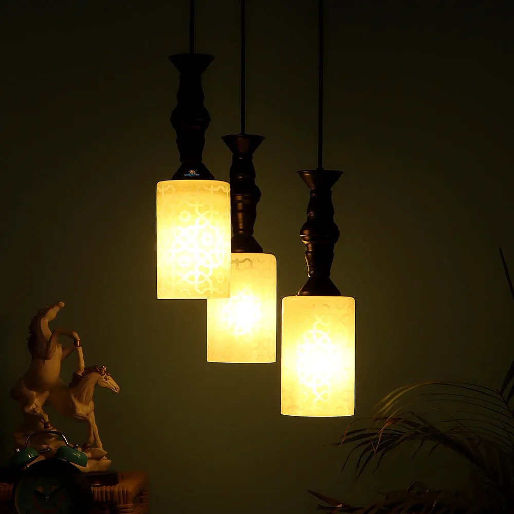 Clustered White Glass Black Hanging Lights for sturdy Room/Common Area