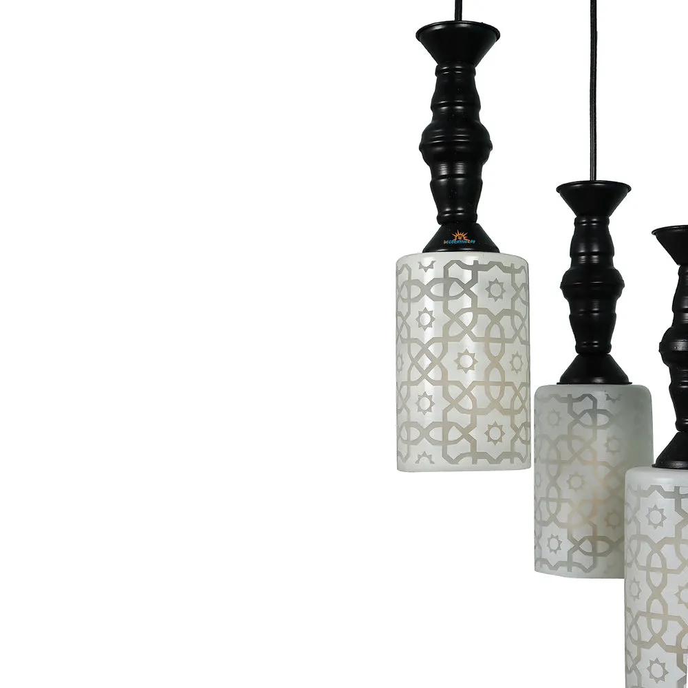 Clustered White Glass Black Hanging Lights for sturdy Room/Common Area