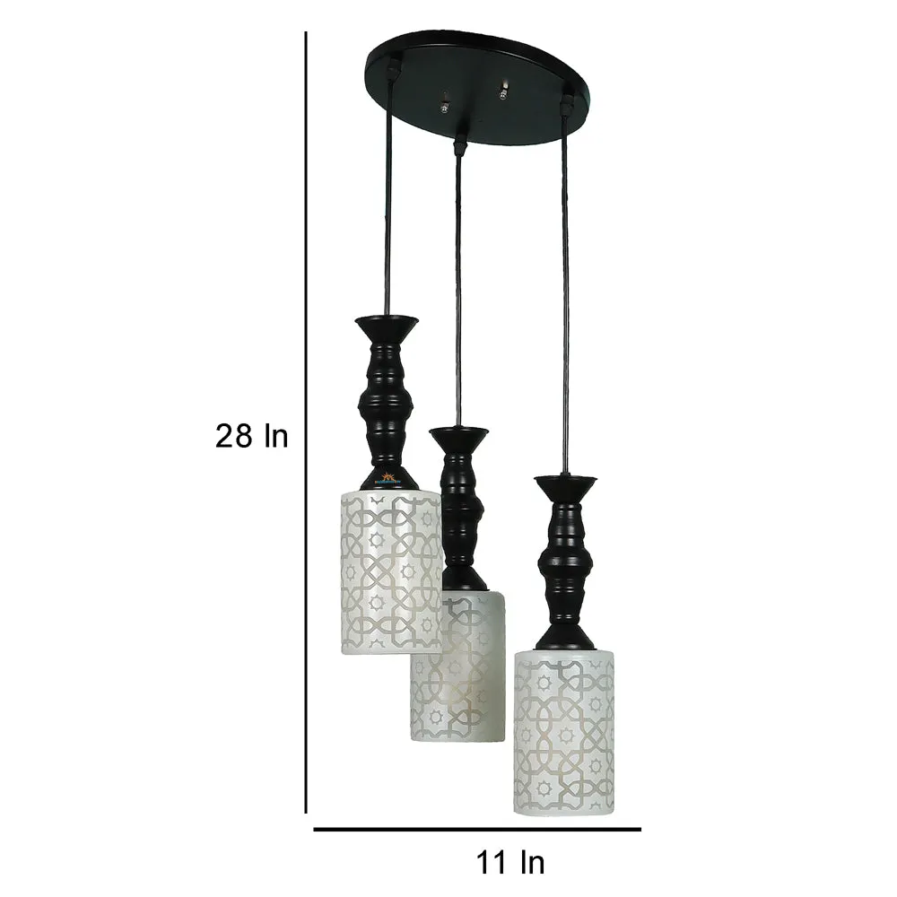 Clustered White Glass Black Hanging Lights for sturdy Room/Common Area