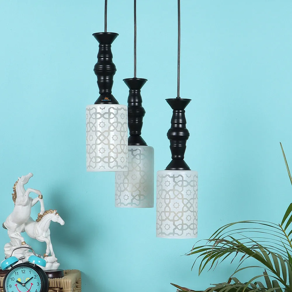 Clustered White Glass Black Hanging Lights for sturdy Room/Common Area