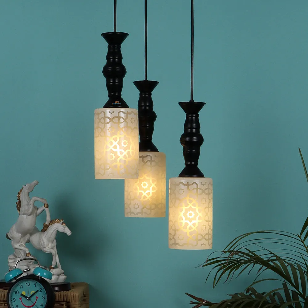 Clustered White Glass Black Hanging Lights for sturdy Room/Common Area