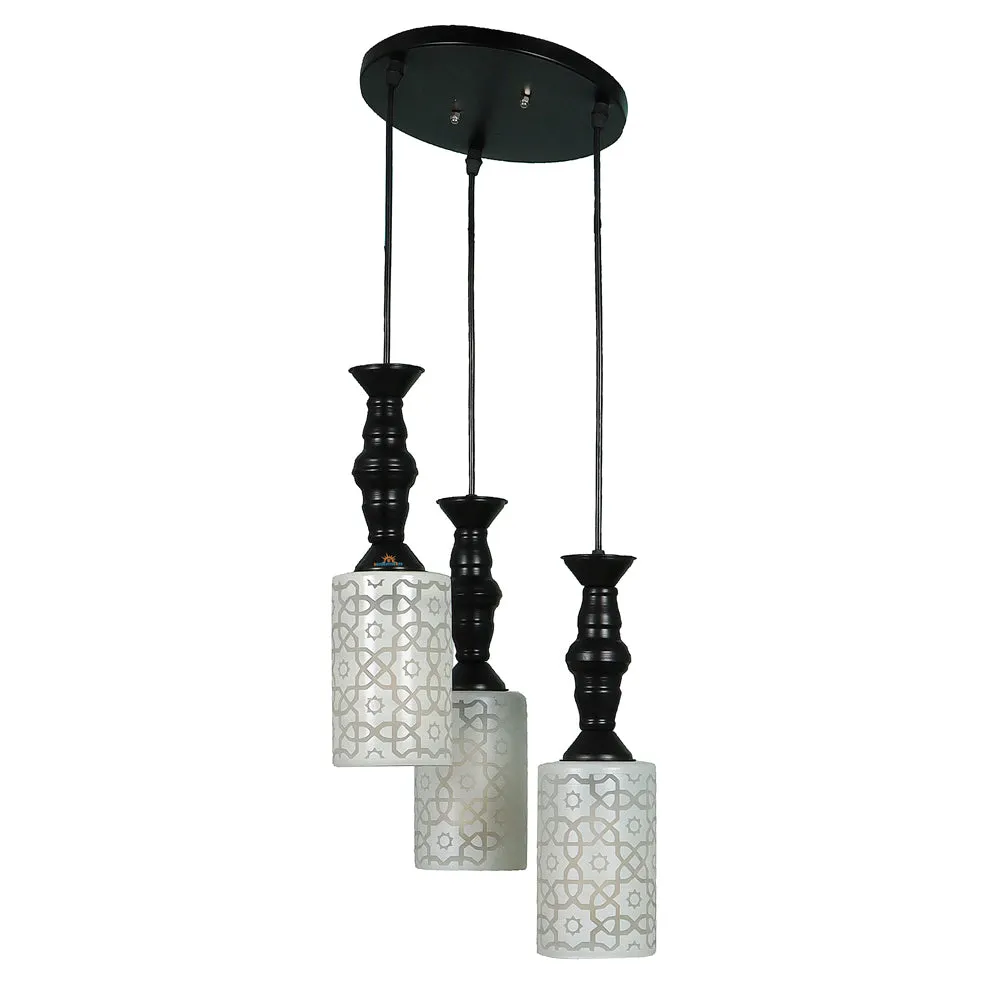 Clustered White Glass Black Hanging Lights for sturdy Room/Common Area