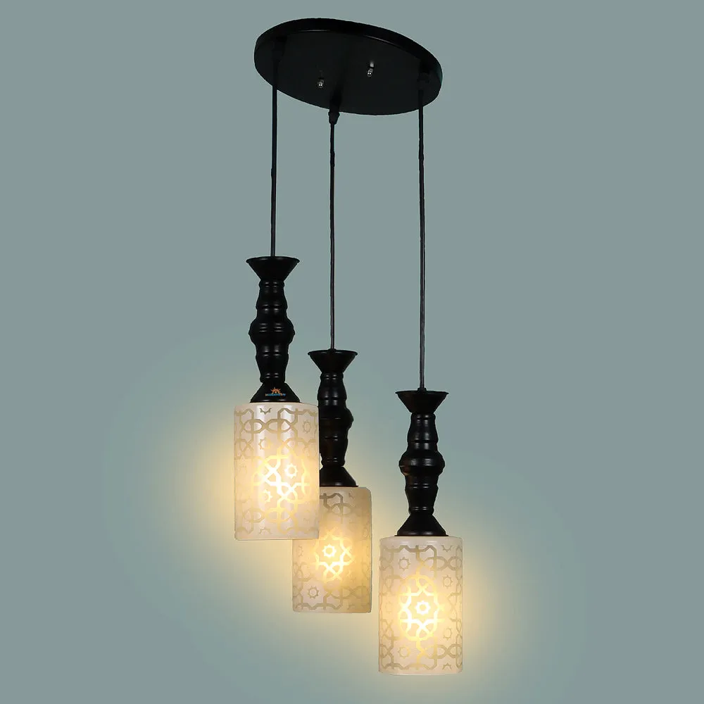 Clustered White Glass Black Hanging Lights for sturdy Room/Common Area