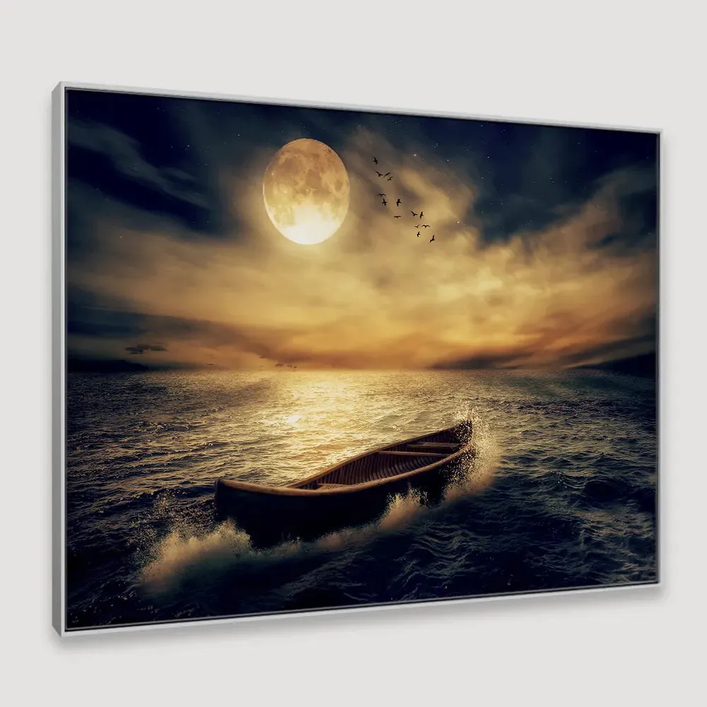 Coastal Moon Blaze Framed Wall Art With Floating Frame