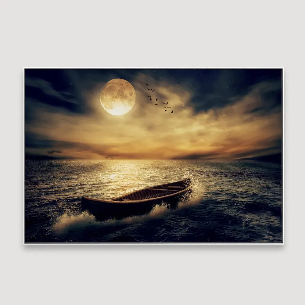 Coastal Moon Blaze Framed Wall Art With Floating Frame