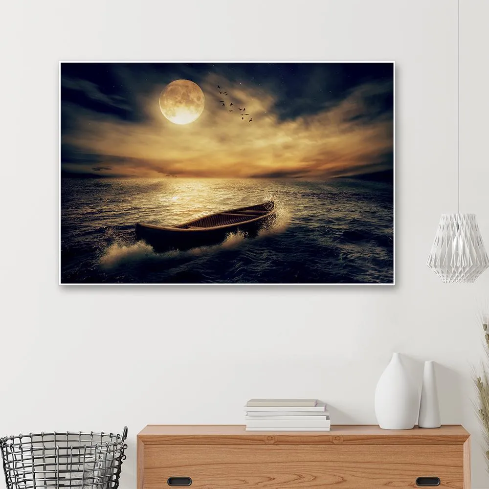 Coastal Moon Blaze Framed Wall Art With Floating Frame