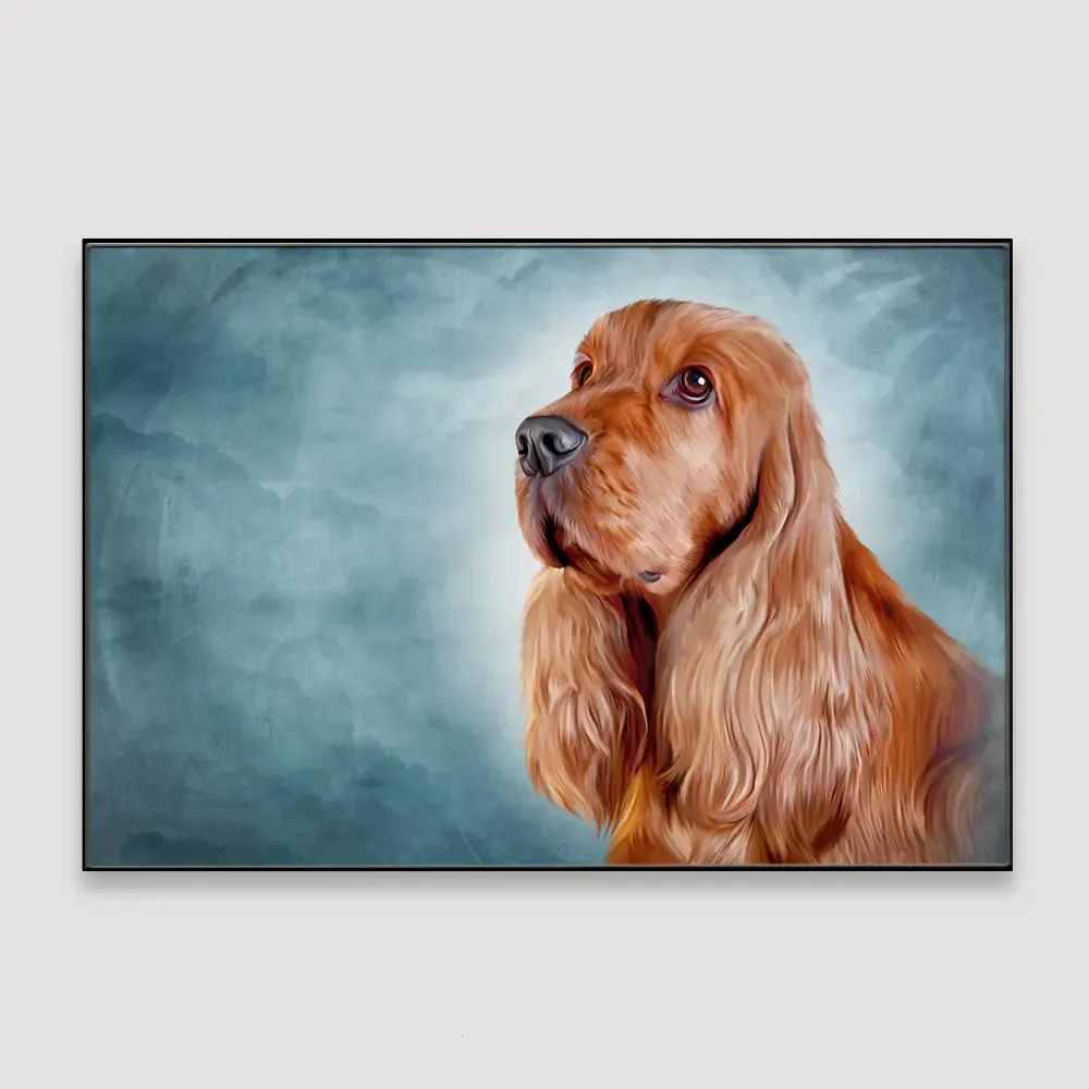 Cocker Spaniel Dog Portrait Framed Wall Art With Floating Frame
