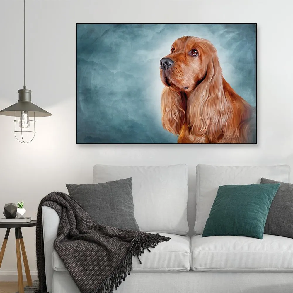 Cocker Spaniel Dog Portrait Framed Wall Art With Floating Frame