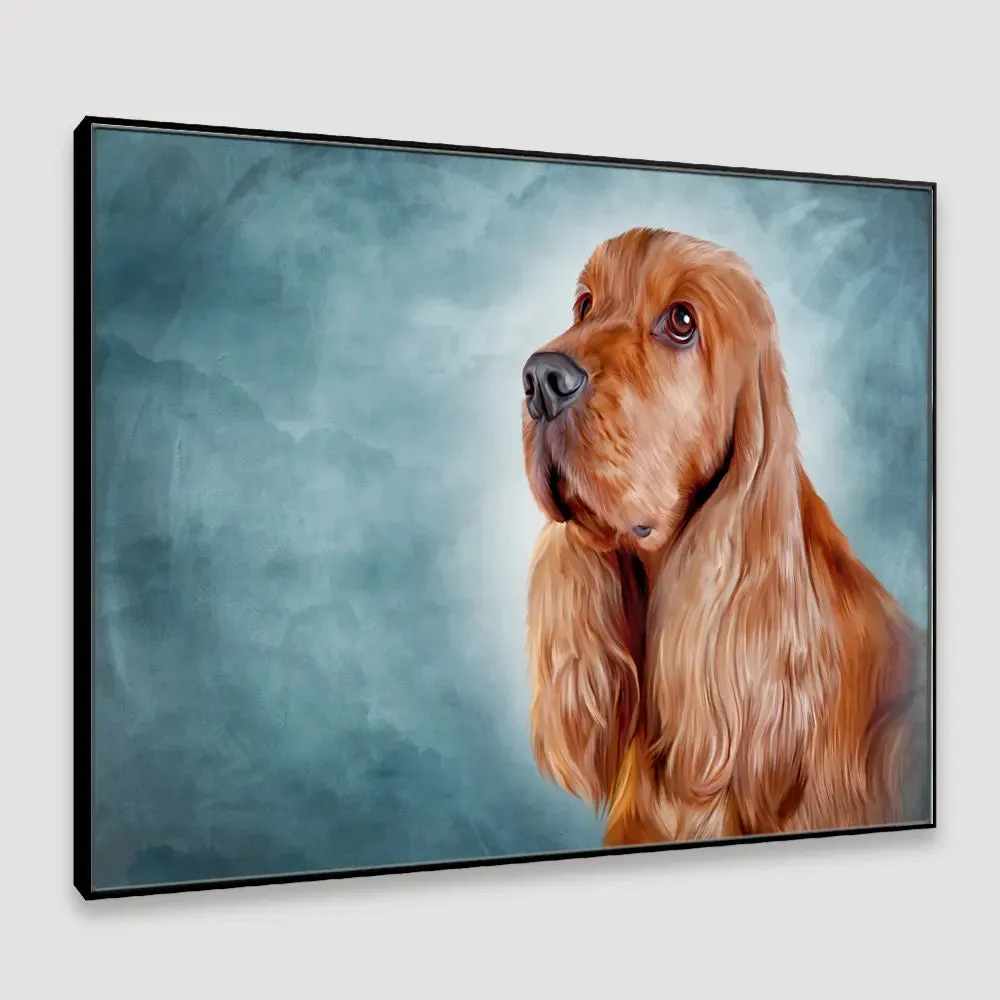 Cocker Spaniel Dog Portrait Framed Wall Art With Floating Frame
