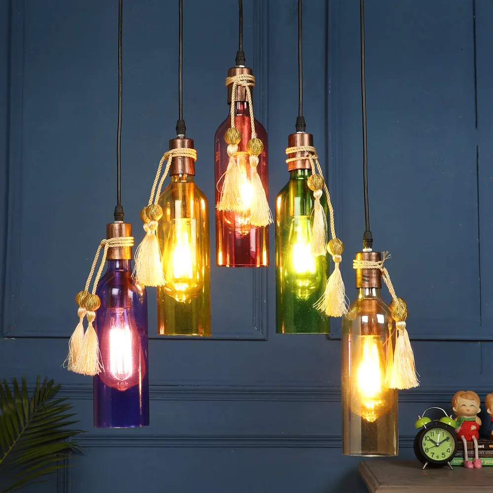 Cocktail Colorfull Glass Bottles Cluster Hanging Lights